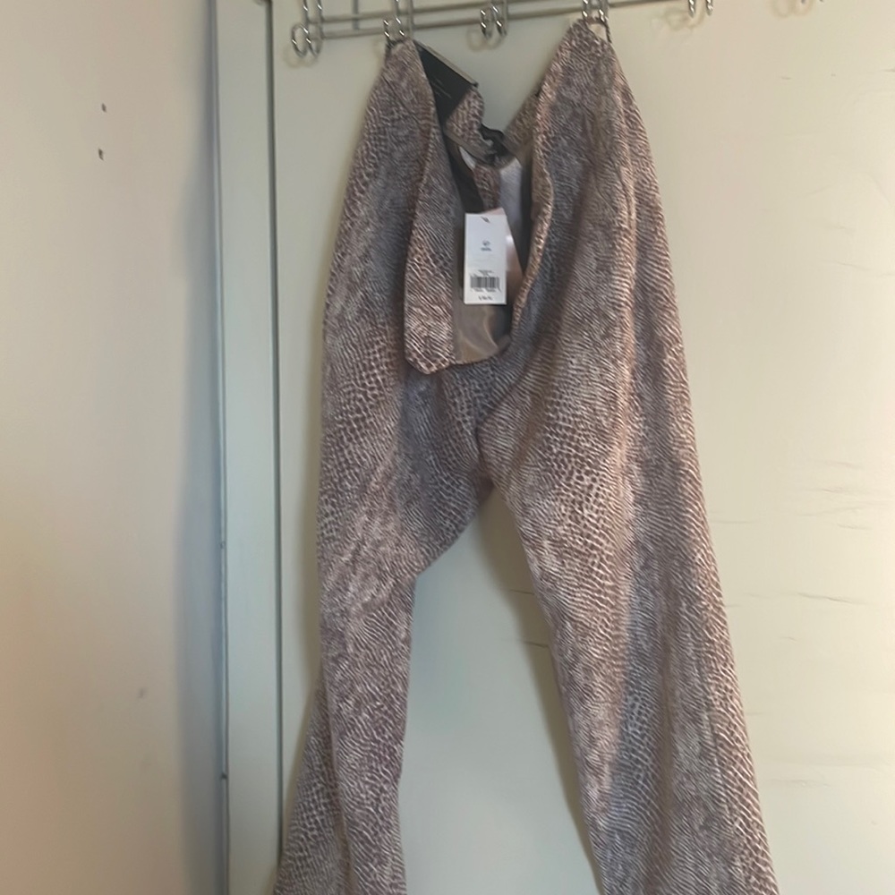 Cropped Snake skin print work pants